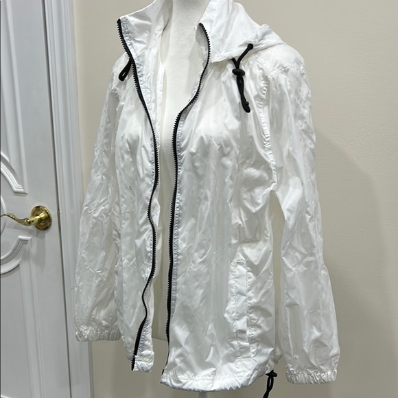 White Hooded Windbreaker Jacket - Picture 1 of 2